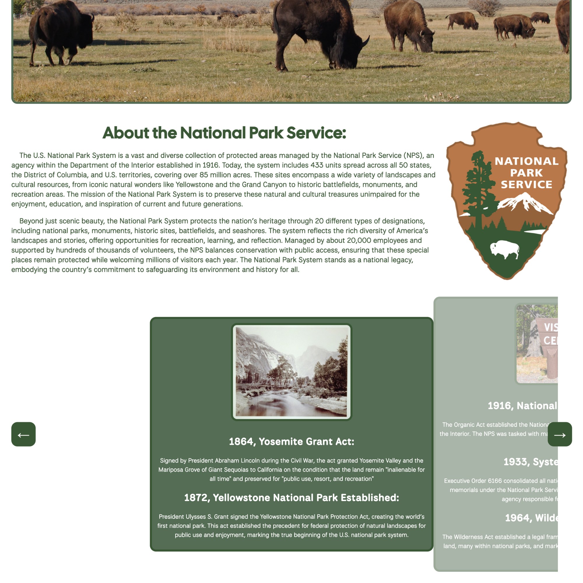 My website about the National Park Service.