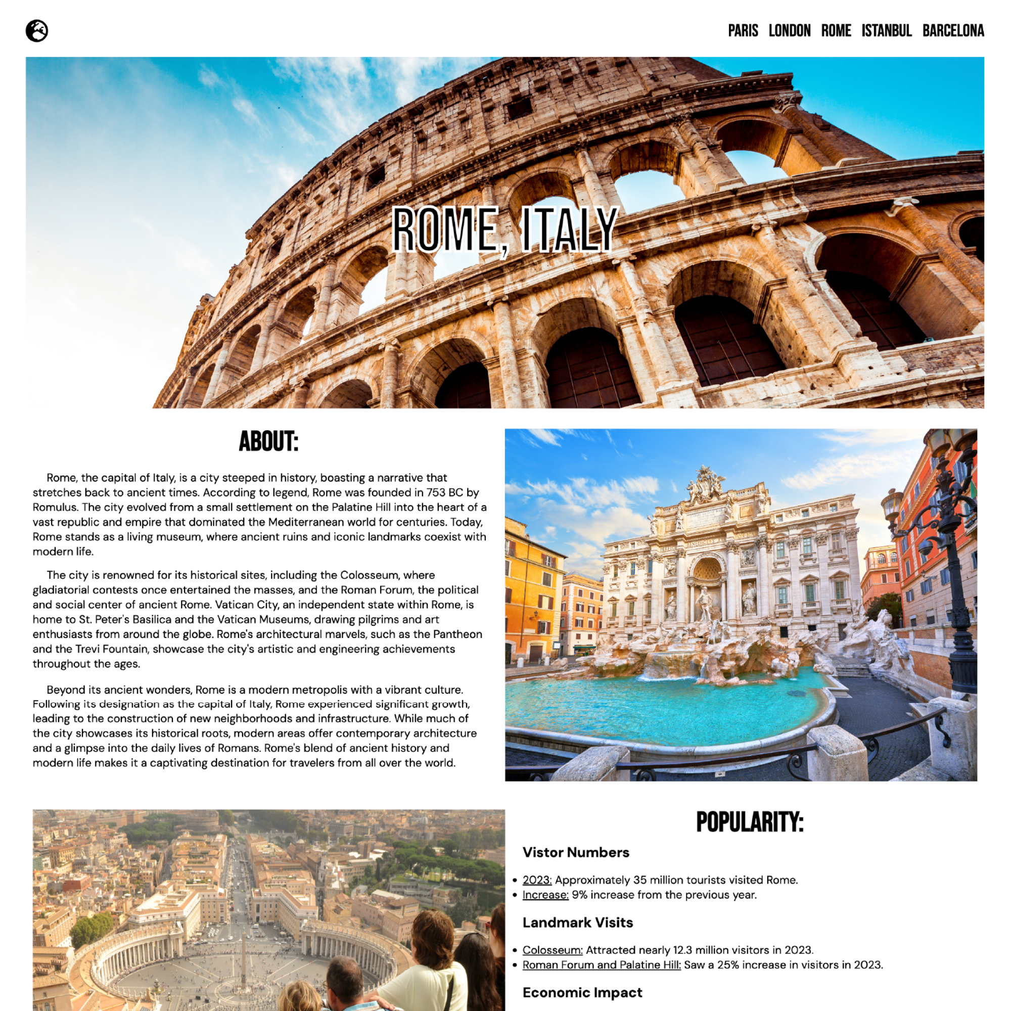 My website about the top five most visited places in Europe.