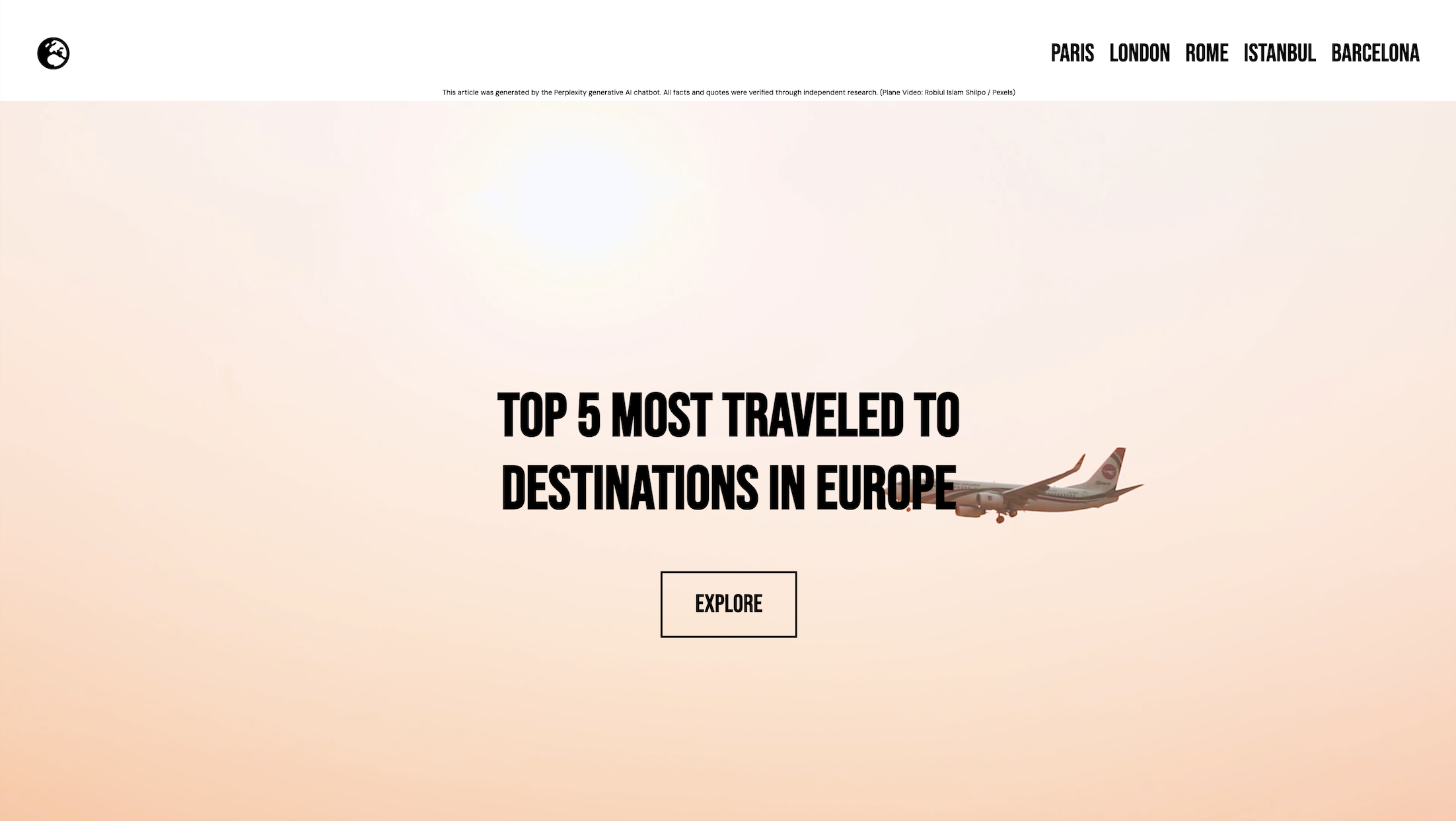 Top five most visited places in Europe website.